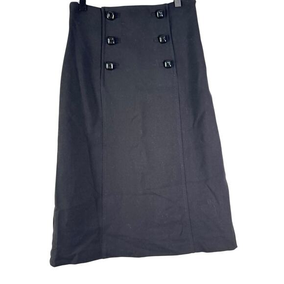 NWT Banana Republic Black 100% Wool Fully Lined Square Button A-Line Skirt 0 - Picture 1 of 5